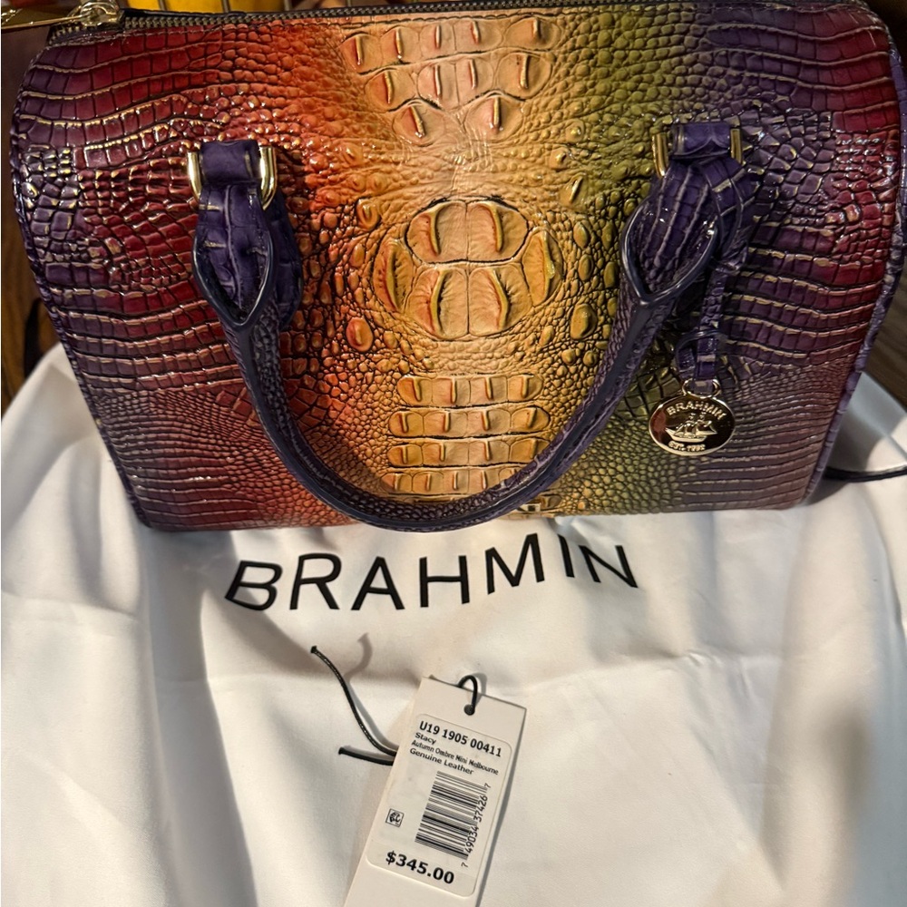 Brahmin Vibrant Crocodile Embossed Satchel